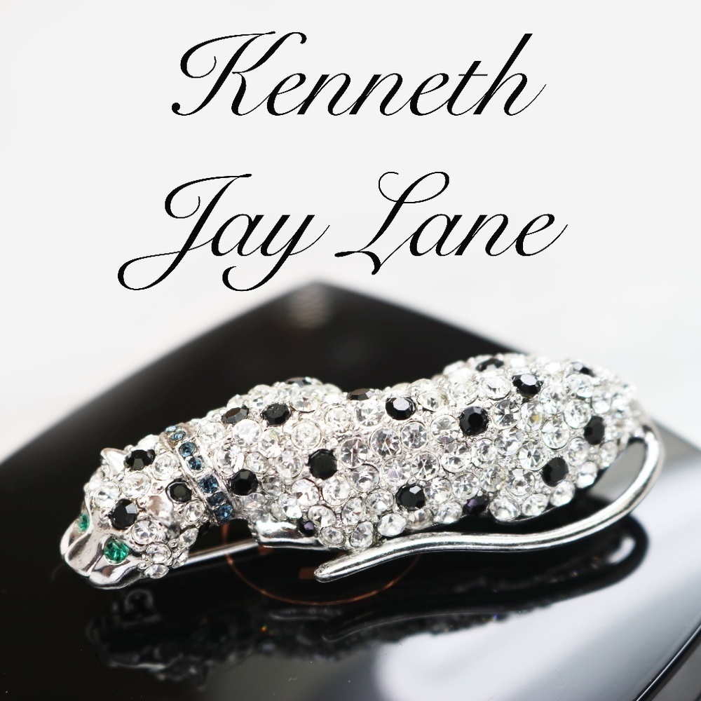⚜️🐆 KENNETH JAY LANE CRYSTAL LEOPARD BROOCH 🐆✨
